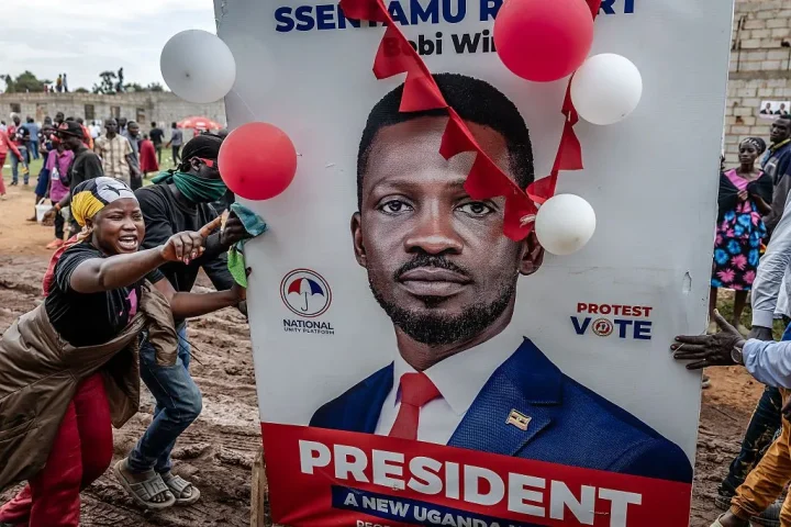 Bobi Wine is campaigning under the slogan "Protest Vote"
